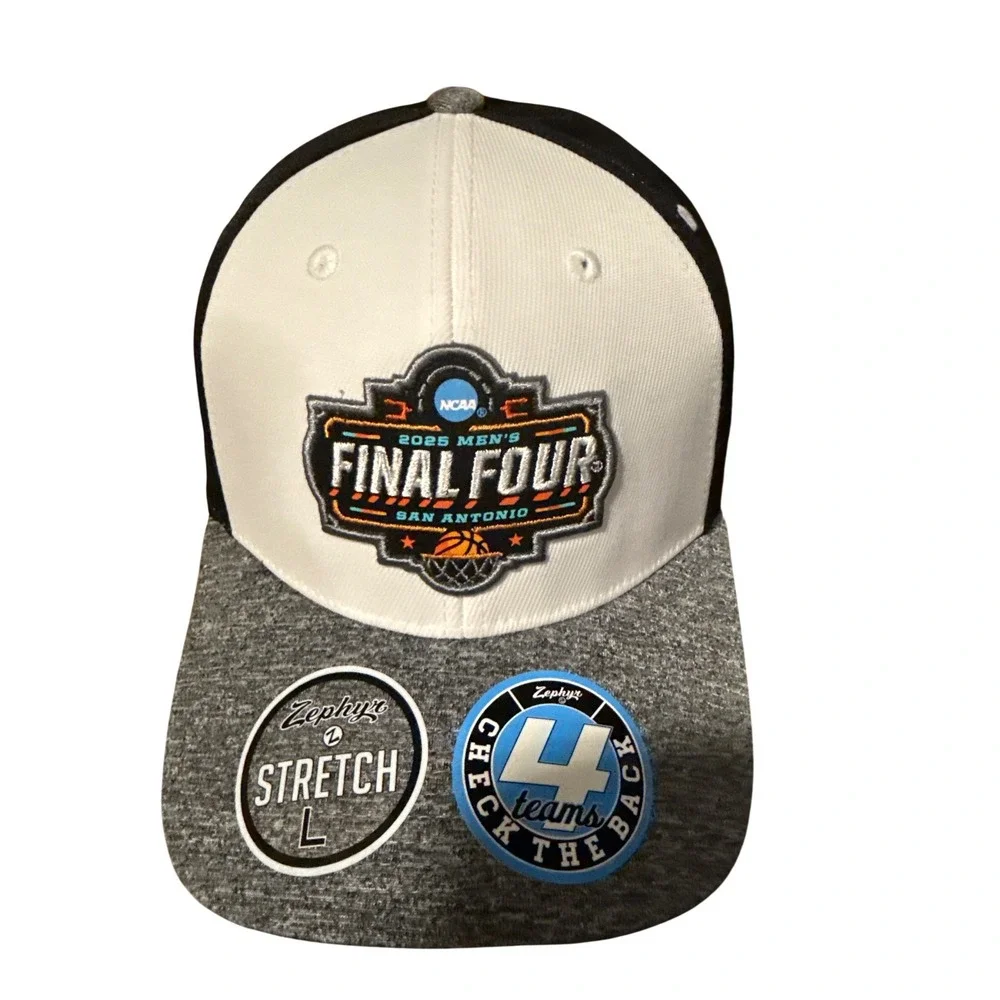 Zephyr 2025 NCAA Mens Final Four San Antonio Stretch Fit Hat Large White Black